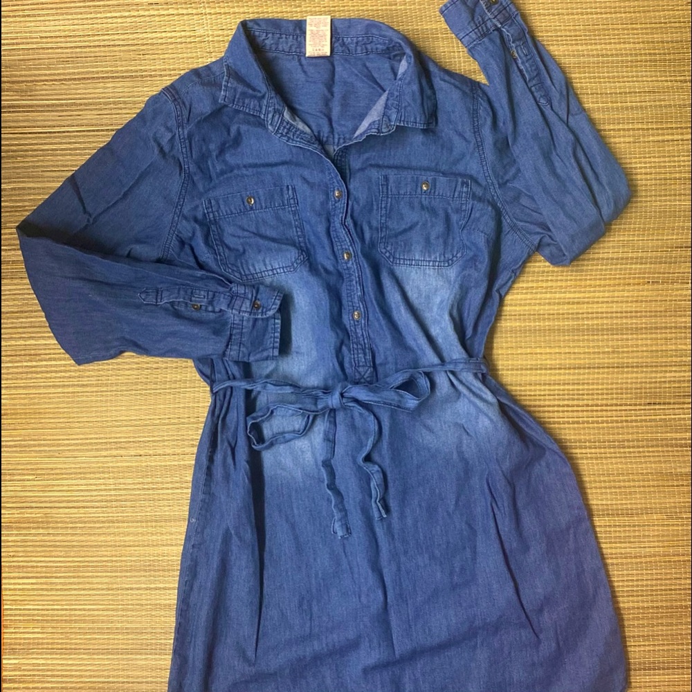 FADED GLORY Denim Shirt Dress Size Large (12/14)